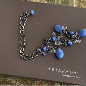 Silpada RARE HTF Vintage Matte Sterling Blue Sodalite & Quartz Necklace